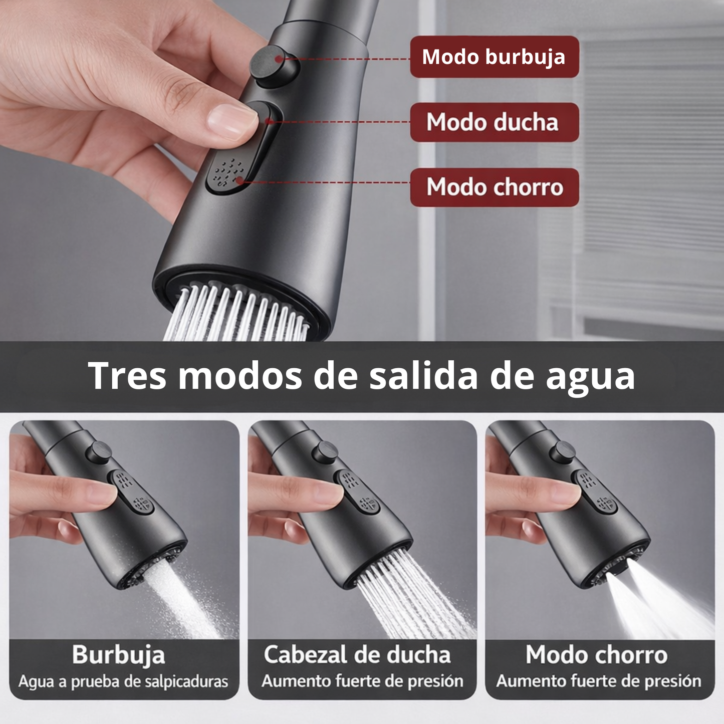 Acesesorio para grifo 3 en 1